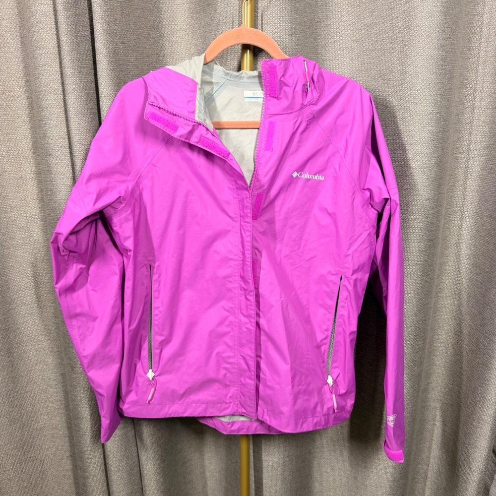 Columbia Omni-Tech Rain Jacket Womens Med Magenta Pink Waterproof Hooded Shell